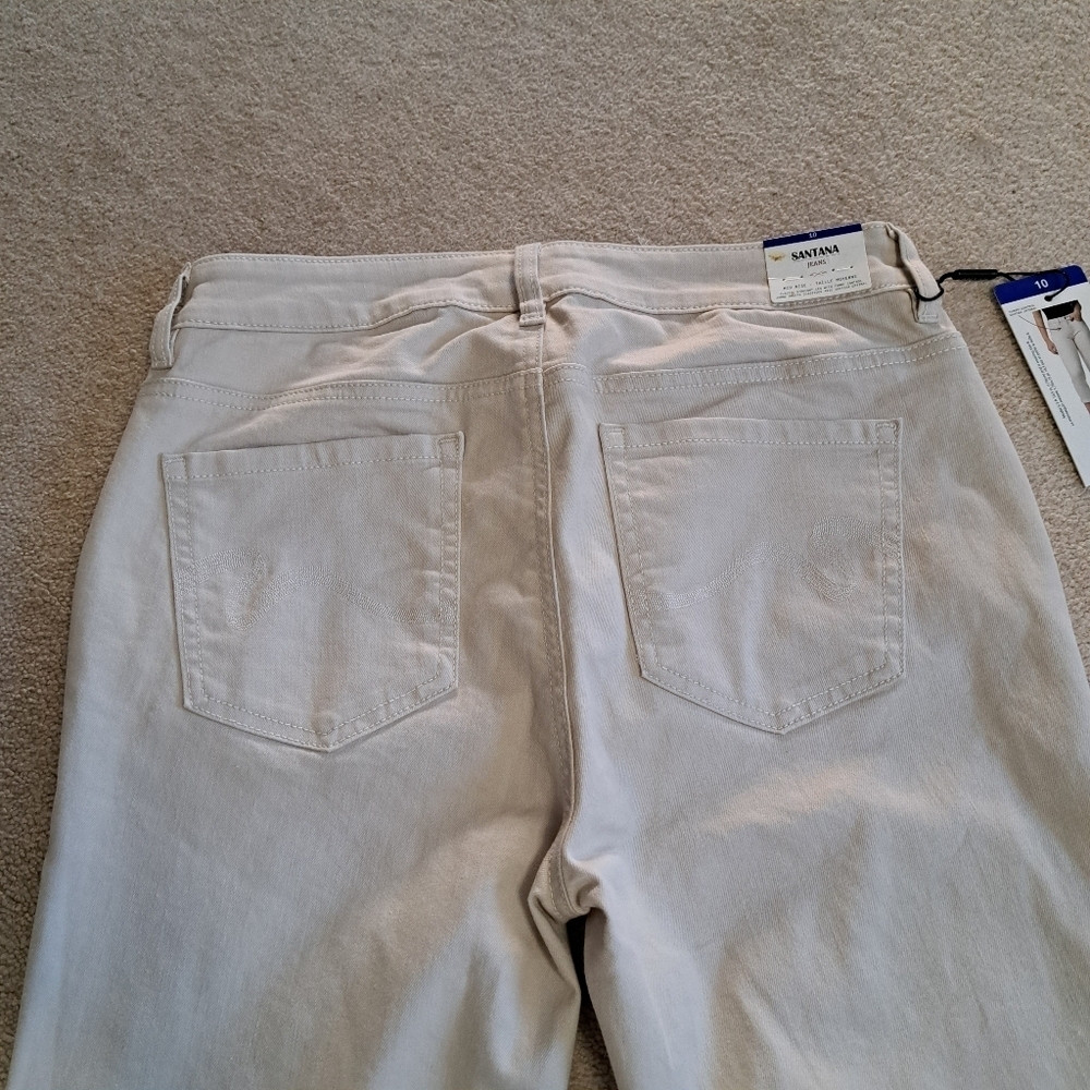Santana Jeans Cropped Cream Denim Women's Size 10 Capri Stretch Pants NWT - Picture 9 of 10